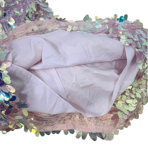 ONE33 Social NWT Pink Iridescent Sequin Balloon Sleeve Party Mini Dress | Size 2 - Picture 15 of 16